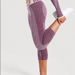 Gymshark flex cropped leggings (Dark ruby marl/blush nude)
